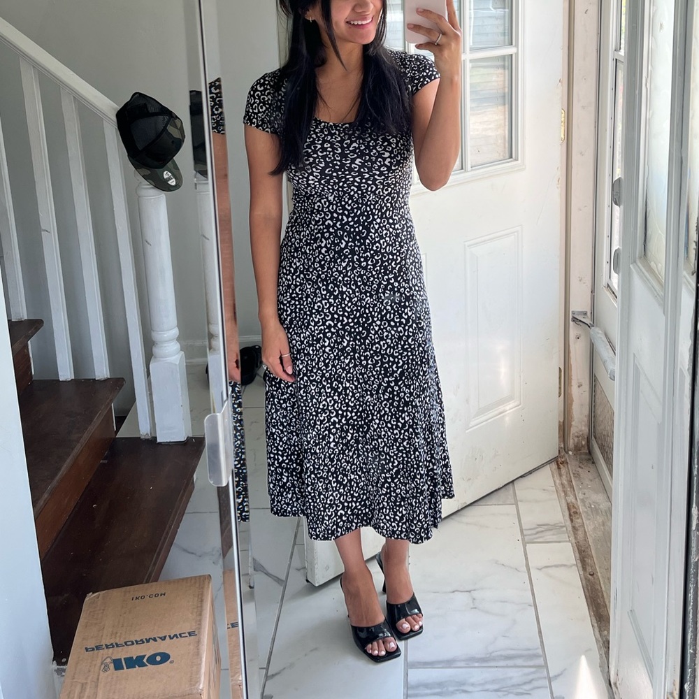 Elegant Black and White Floral Dress